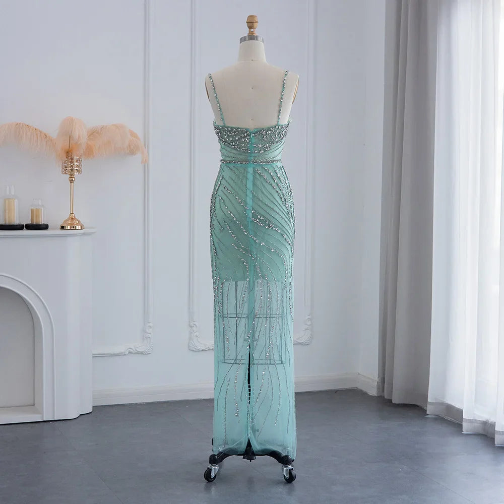 Orange Crystal Mermaid Evening Dress