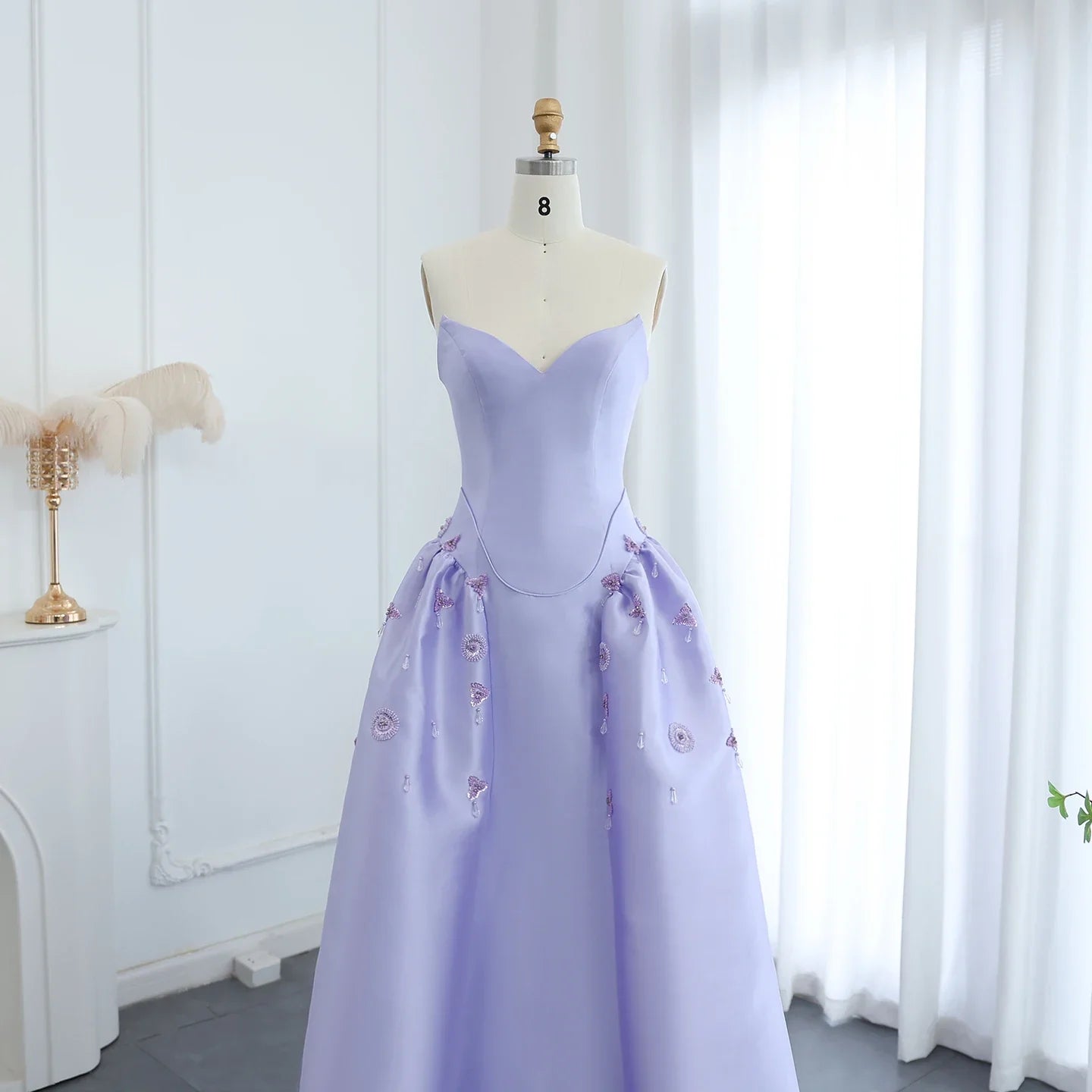 Lilac Pearl A-Line Evening Dress