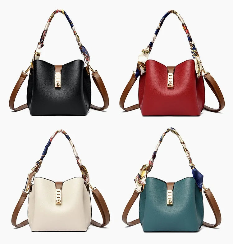 PU Leather Women Bucket Shoulder Bags
