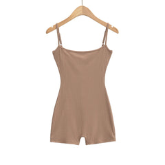 Rib Knitted Sling Bodysuits With Bow Sashes Hem