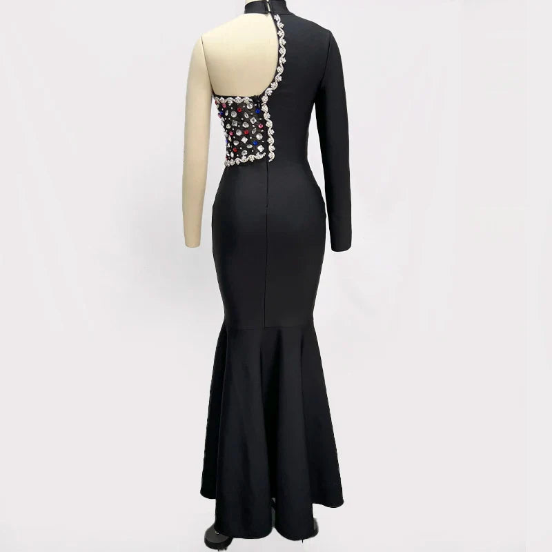 Black Diamond Maxi Dress Turtleneck