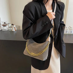 Small Faux Suede Chain Handbags