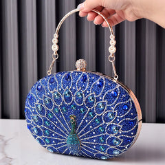Peacock Pattern Rhinestone Handbag