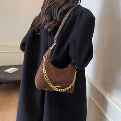 Small Faux Suede Chain Handbags