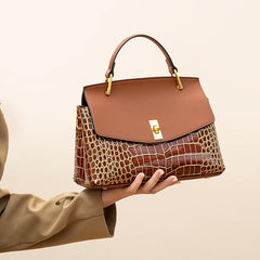 Women's Crocodile Pattern Leather Shell Bags