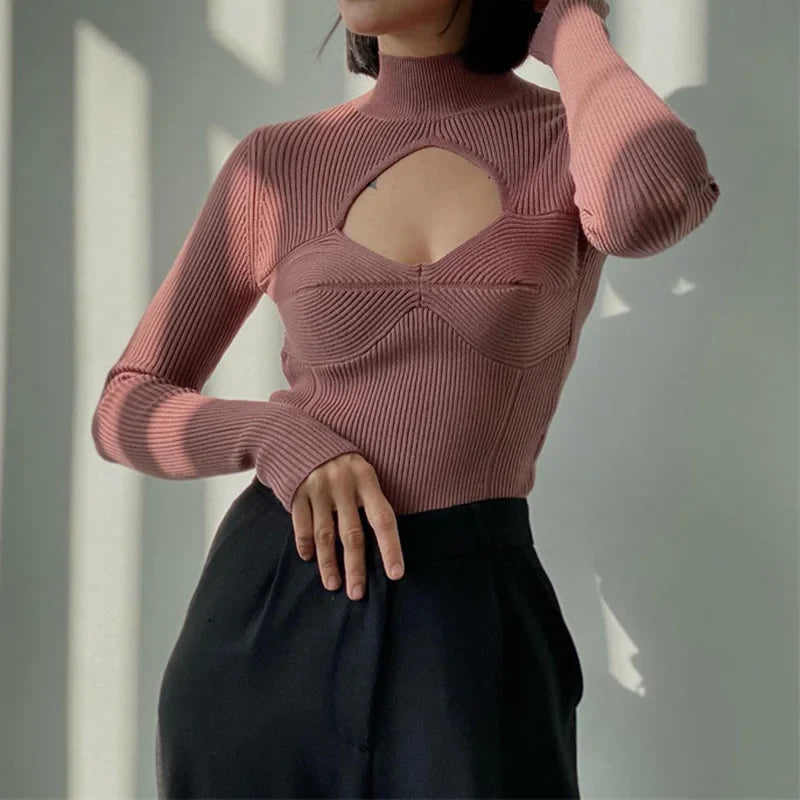 Basic Pullover Knitted Turtleneck Sweater