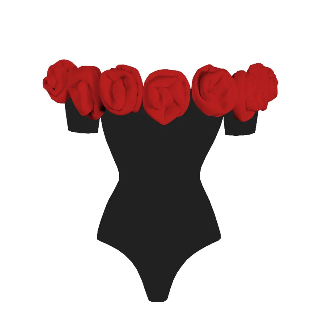 3D Flower Ruffle Printed Push-Up Women's Bikini Set