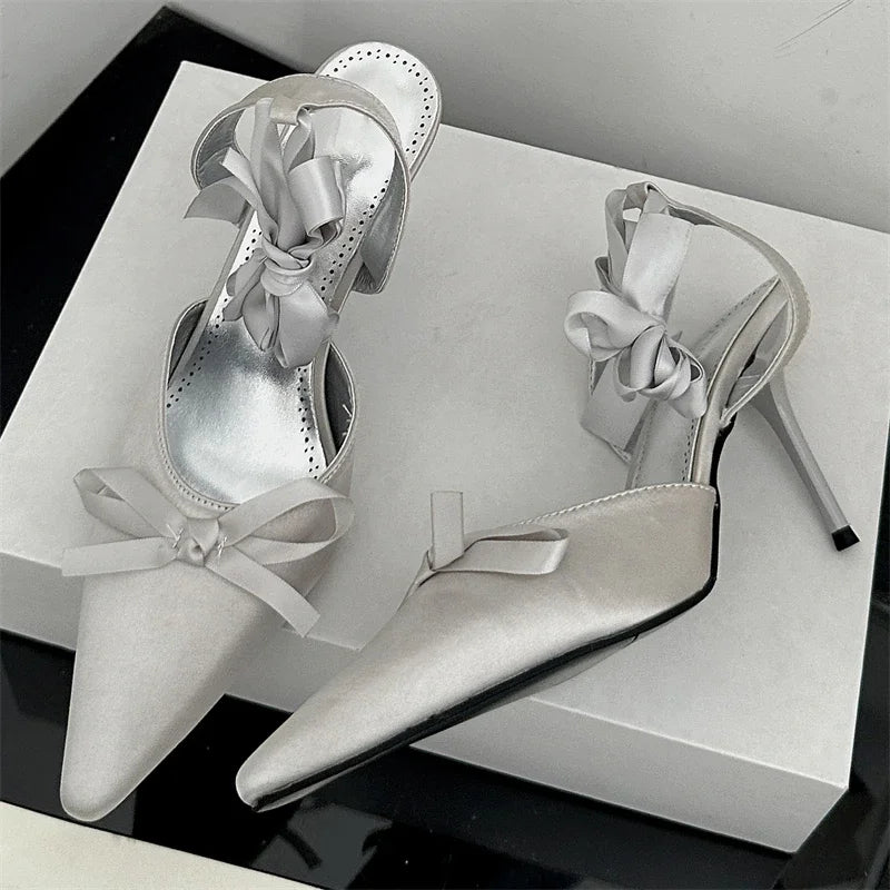 Butterfly-knot Ankle Lace Up Thin Low Heels Sandals