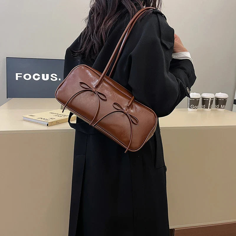 Small Bow Tie Faux Leather Shoulder Bags