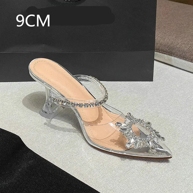 PVC Transparent Crystal Pointed Toe High Heels Shoes