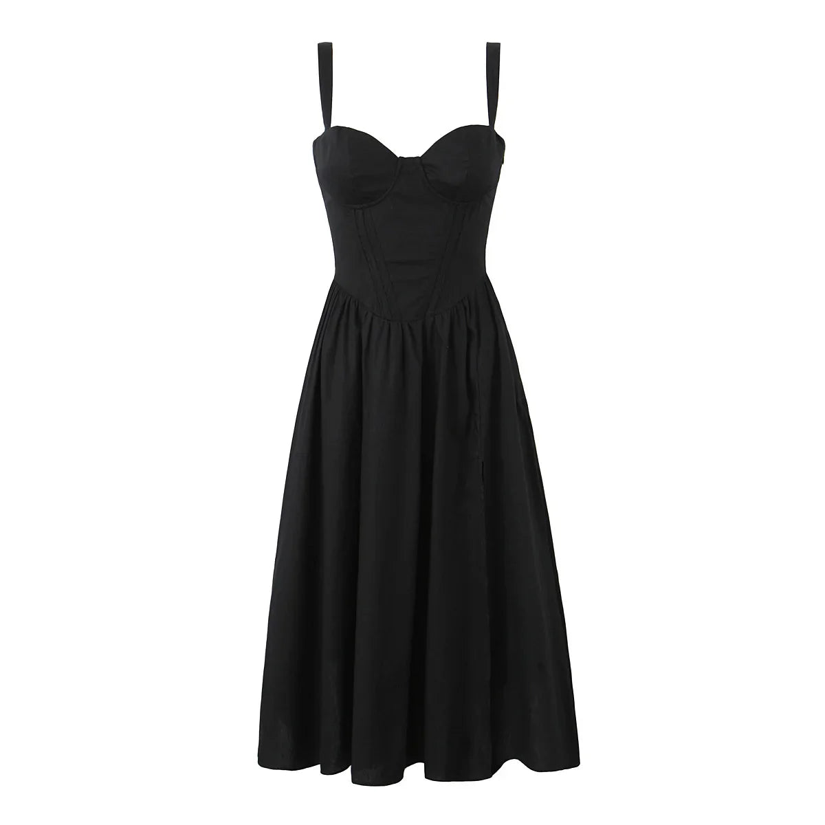 Wire Corset Style Low Waist White Midi Dress