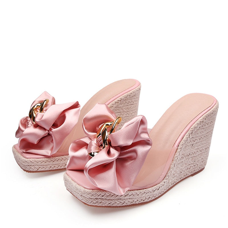 Wedges Pink Butterfly-knot Platform Sandals