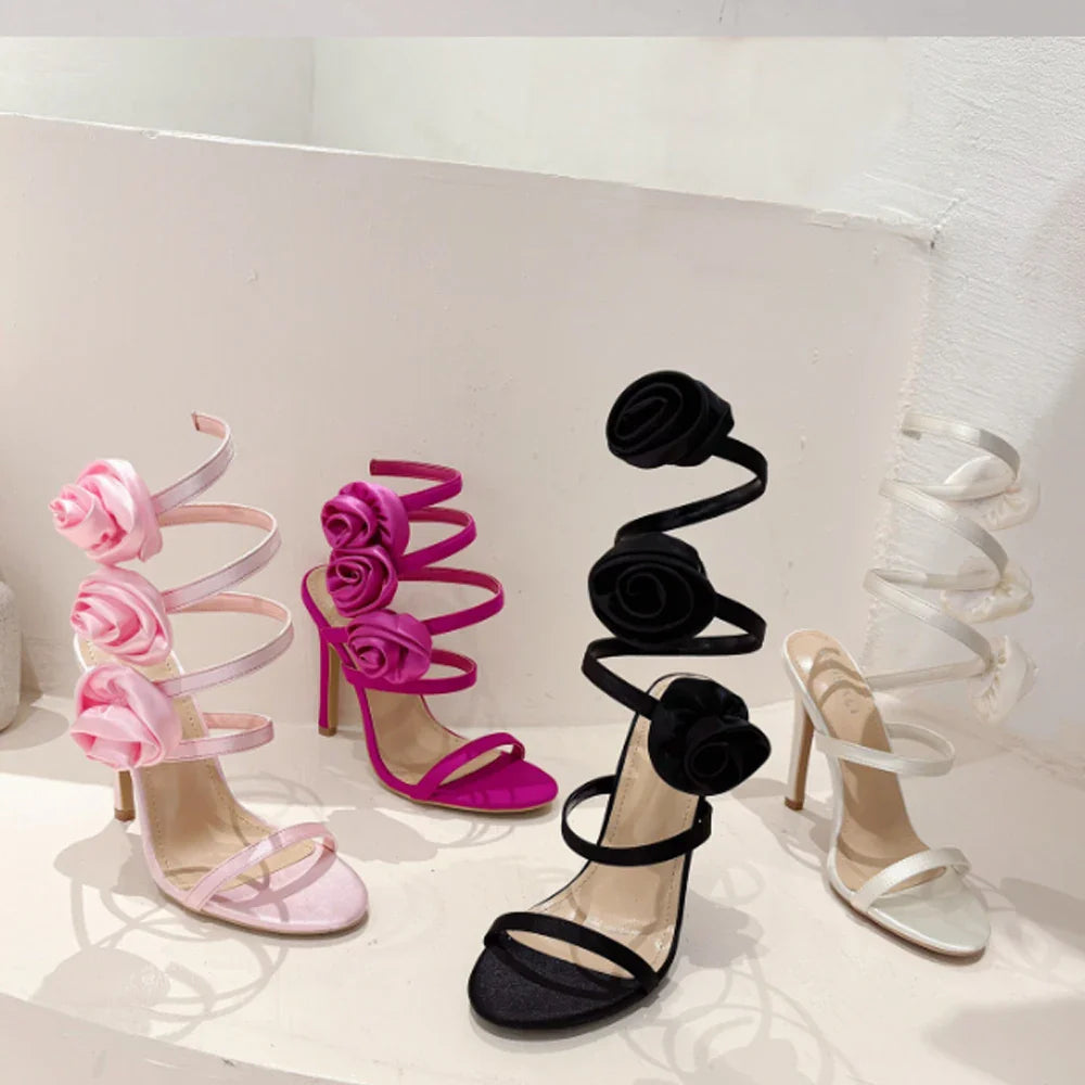 Lace-Up Heels Open Toe Wedding Sandals