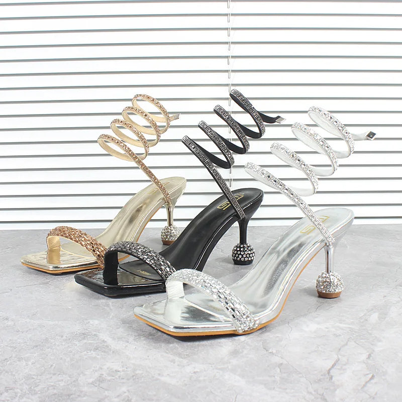 Snake Pattern Thin High Heeled Sandals