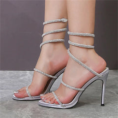 Ankle Strap Open Toe Thin Heels Shoes
