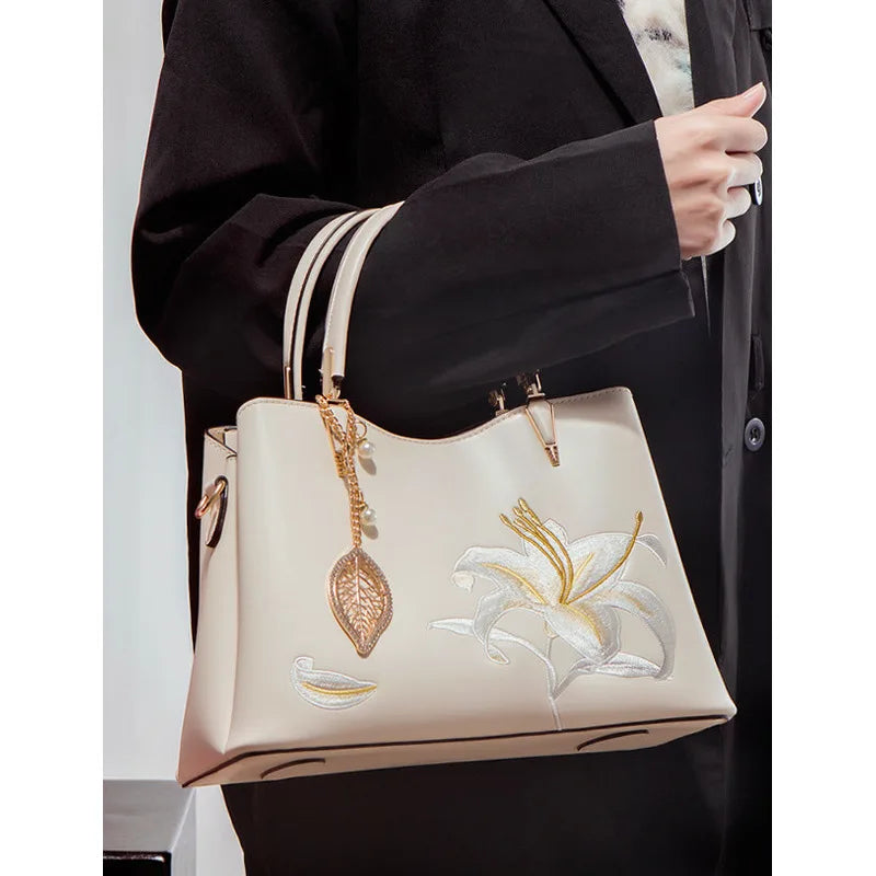Embroidered Large Capacity Shoulder Bag