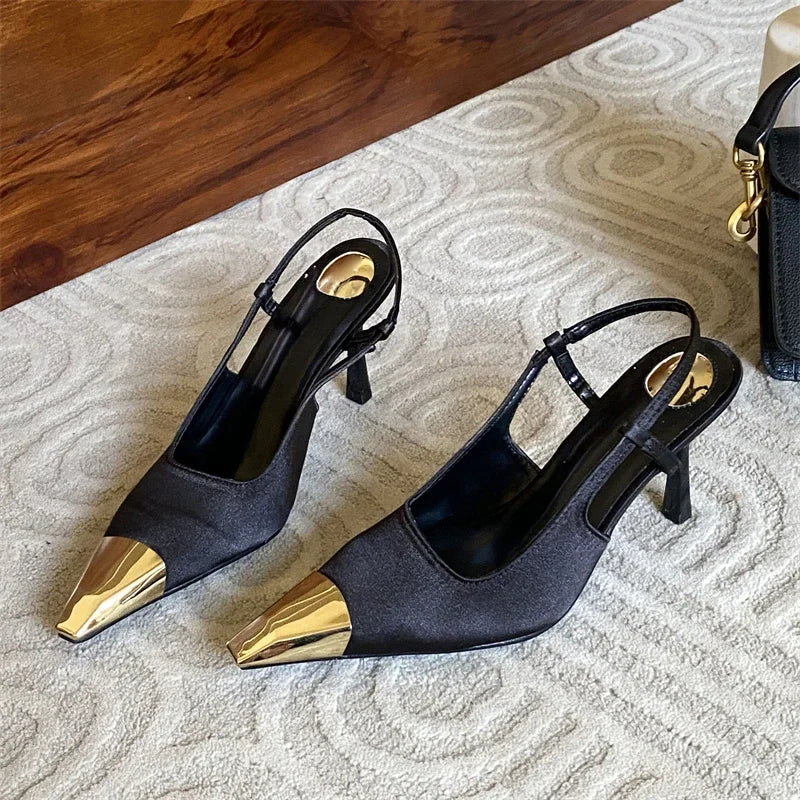 Pointed Toe Pumps Thin Low Heels Stripper Shoes