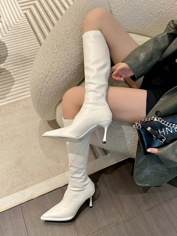 High Heels Zipper Long Stretch Modern Boots