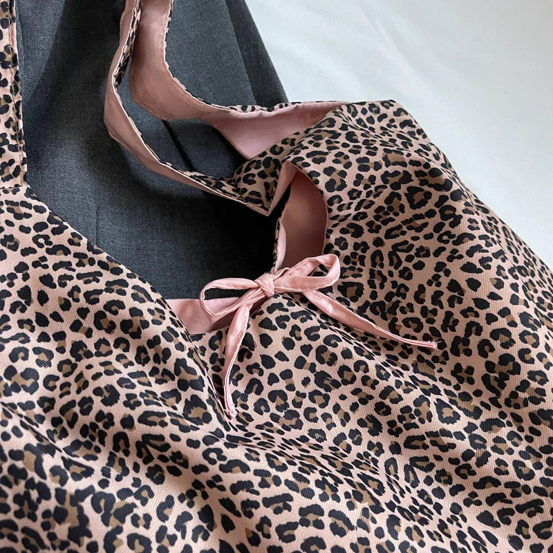Large Leopard Cloth Underarm Tote Bags