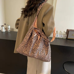 Large Leopard Cloth Underarm Tote Bags