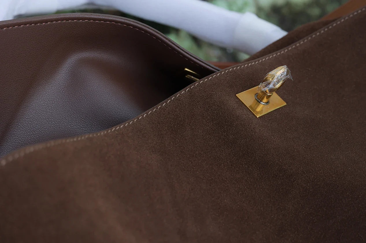 Suede Leather Frosted Shoulder Kellybag
