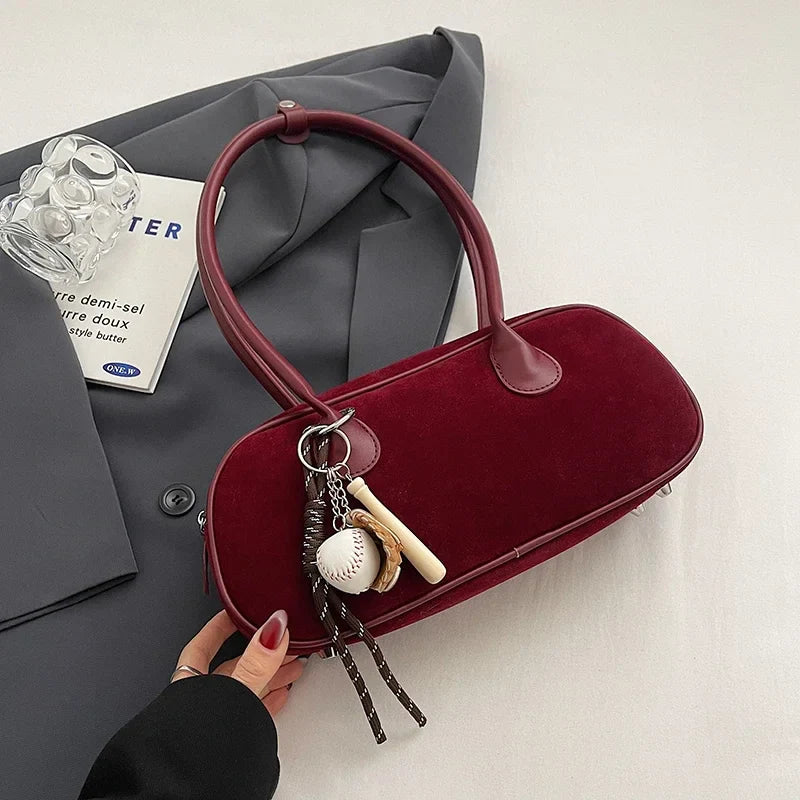 Faux Suede Retro Shoulder Bag for Women