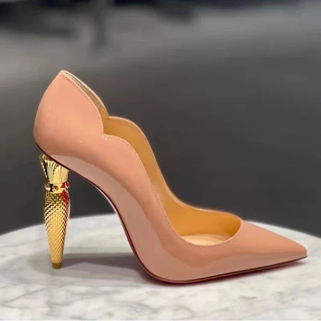 Metal Decoration Lipstick High Heels Pumps Shoes