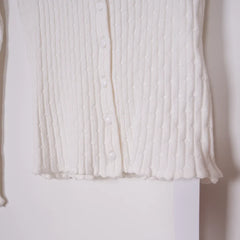 Button Stripe Short Sleeve Cotton Tops