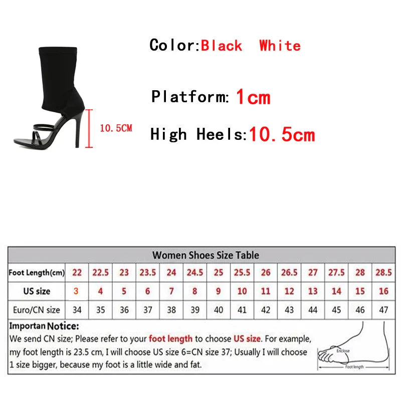 Open Toe Thin High Heels Elastic Boots