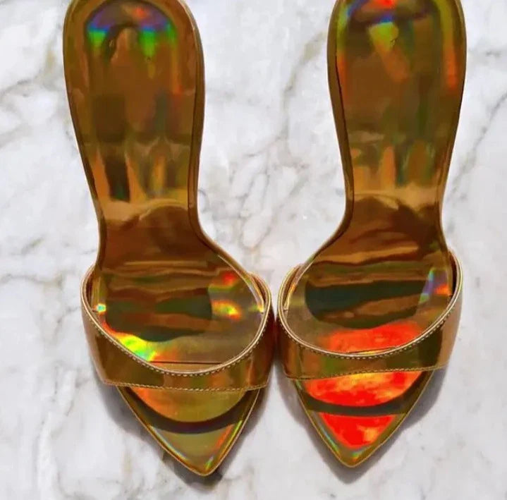 Dazzling Color Peep Toe Ladies Stiletto Sandals