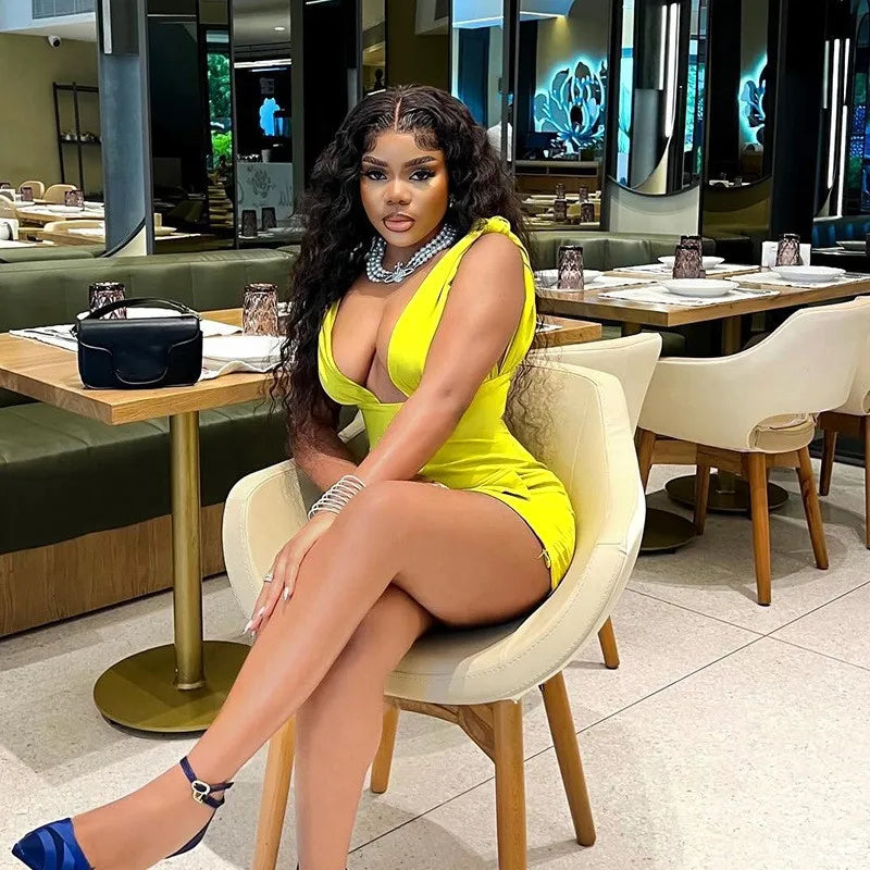 V-Neck Bodycon Mini Dress