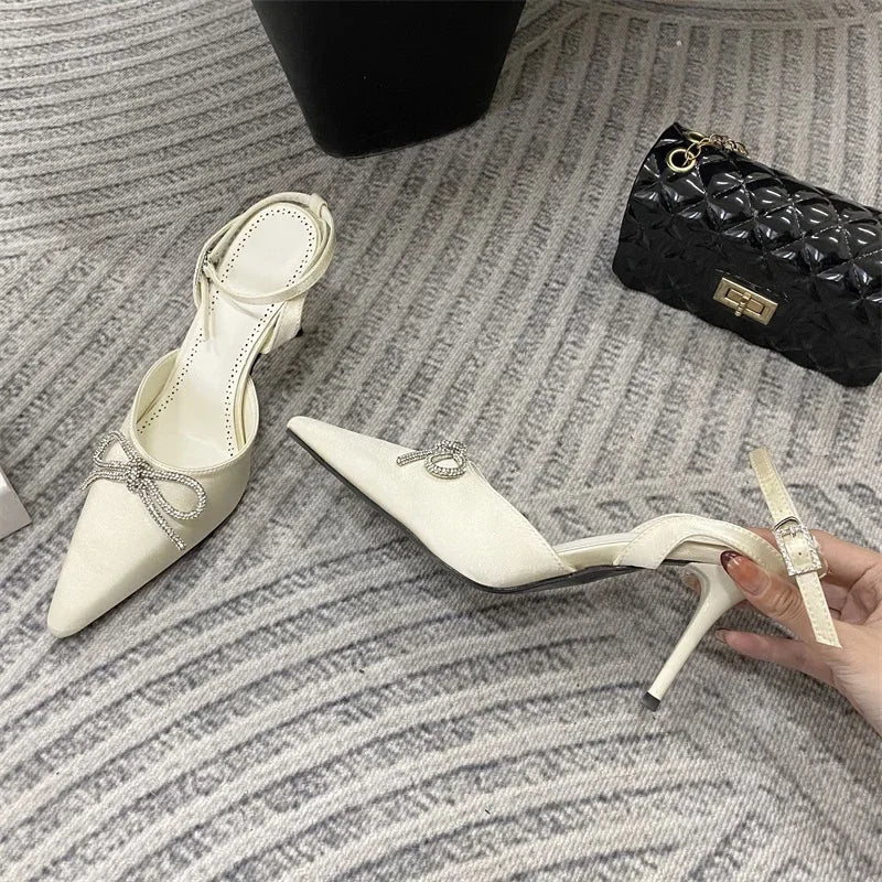 Crystal Butterfly-knot Thin High Heeled Pumps