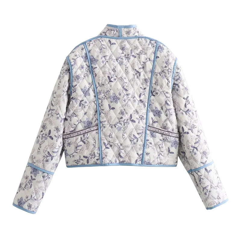 Floral Cotton Coat Loose Print Warm Jacket