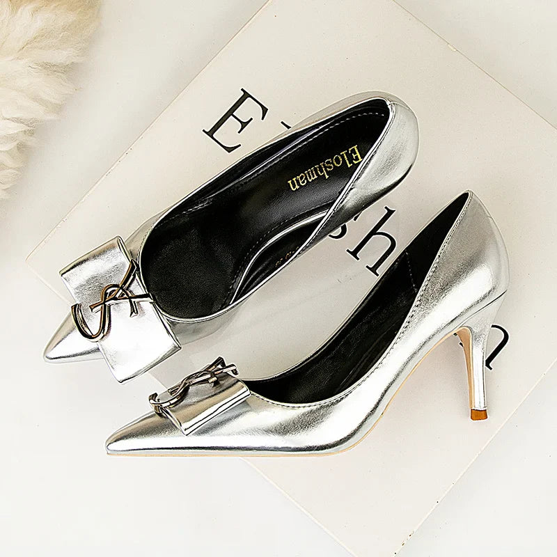 Pumps 7cm High Heels Metallic Event Shoes