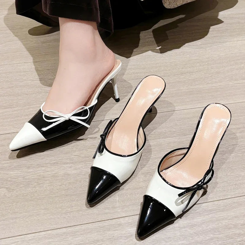Butterfly-knot Pointed Toe Thin-Heeled Shoes