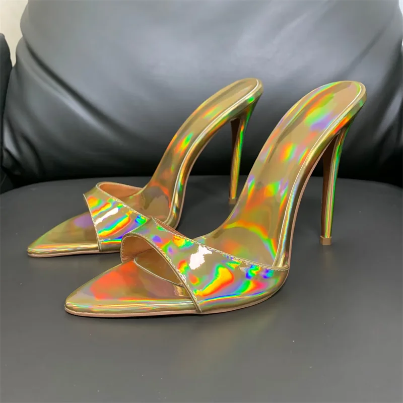 Dazzling Color Peep Toe Ladies Stiletto Sandals
