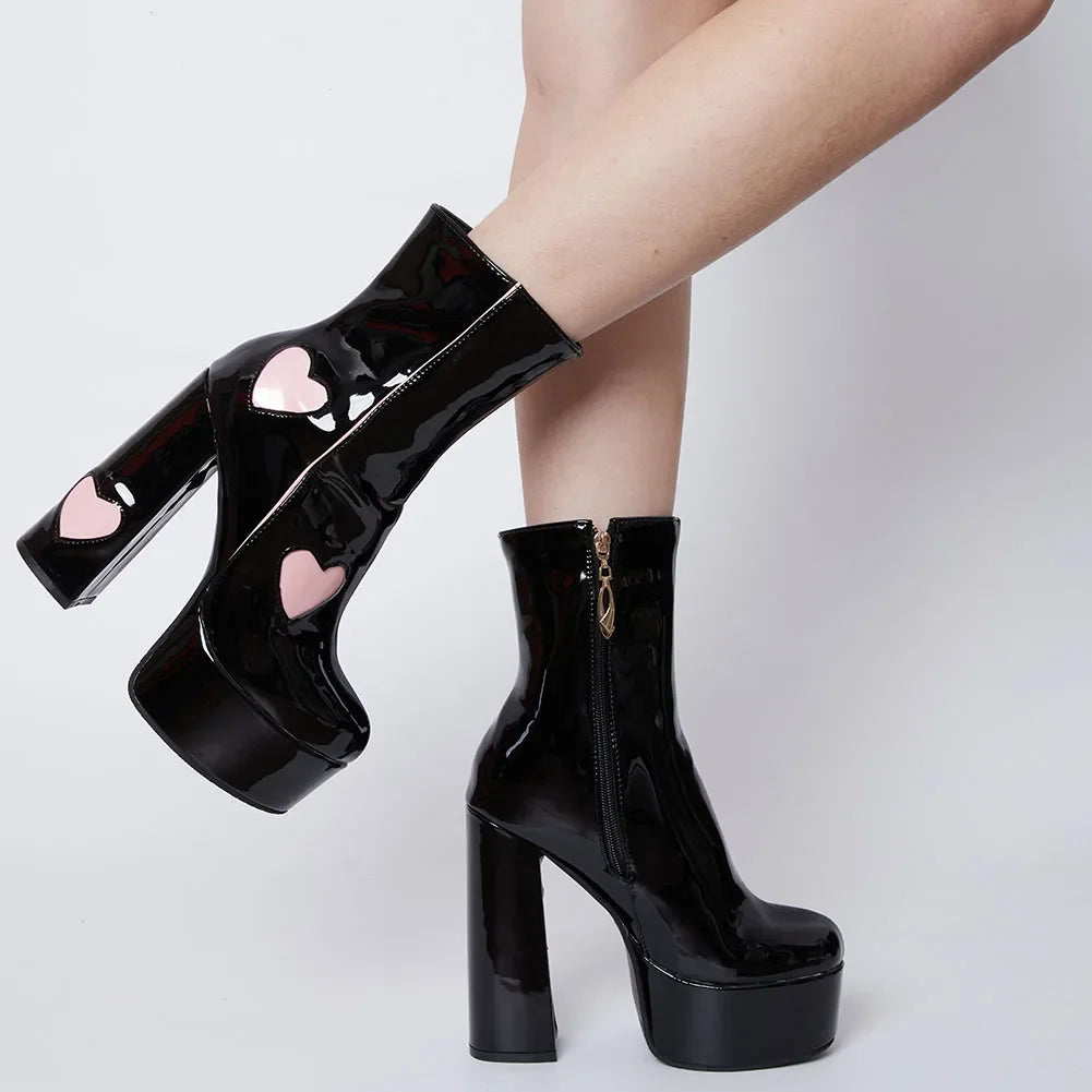 Women Ankle Boots Design Heart