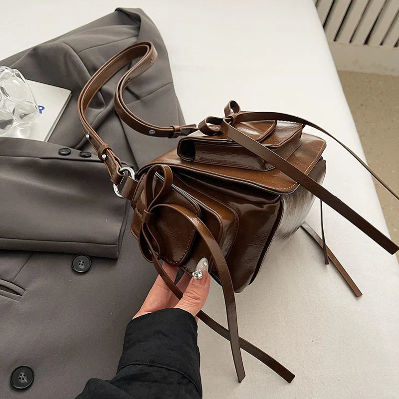 Faux Leather Trend Y2K Bow Tie Handbags