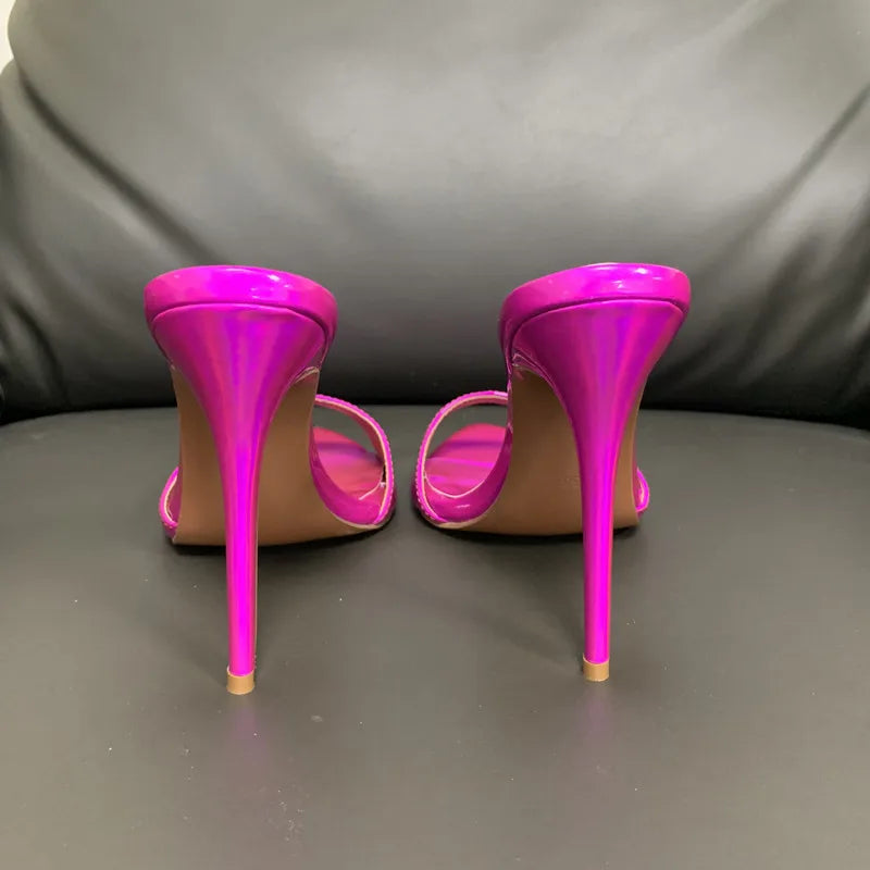 Dazzling Color Peep Toe Ladies Stiletto Sandals