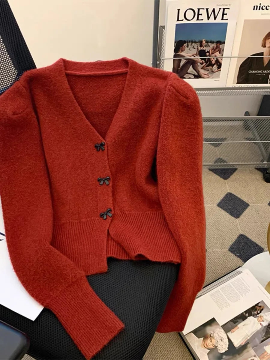 Bow Knitted Long Sleeve Kawaii Sweaters