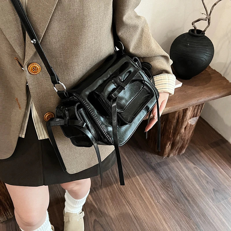Faux Leather Trend Y2K Bow Tie Handbags
