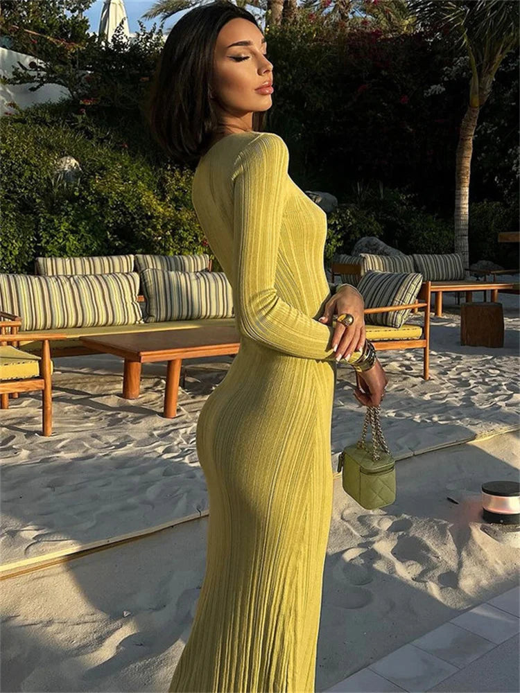 Ribbed Long Sleeve Maxi Dress