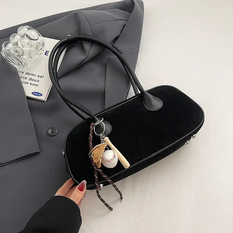 Faux Suede Retro Shoulder Bag for Women
