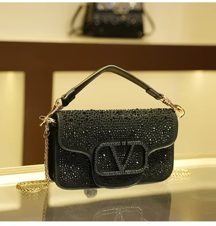 Diamond Studded Small Square Bag
