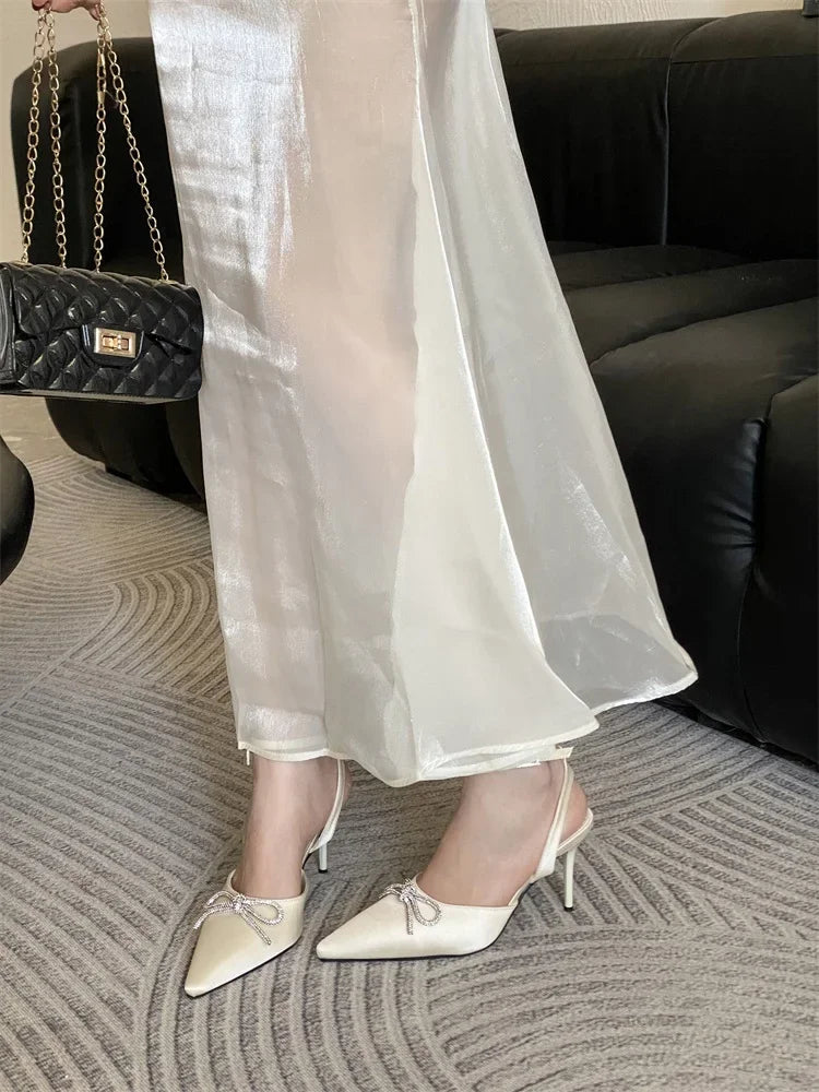Crystal Butterfly-knot Thin High Heeled Pumps