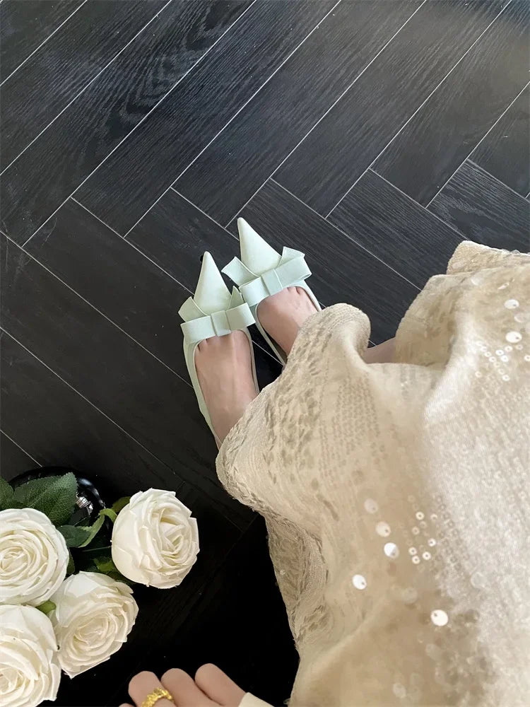 Butterfly-knot Slingbacks Stripper Thin High Heels Shoes