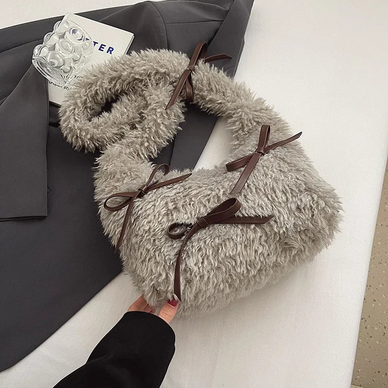 Bow Plush Crossbody Bags