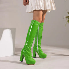 Round Toe Knee High Platform Boots