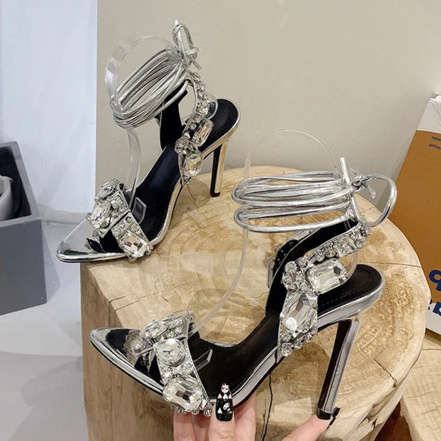 Ankle Strap Stripper Heels Crystal Shoes