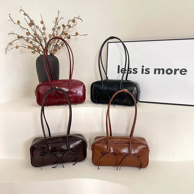 Small Bow Tie Faux Leather Shoulder Bags